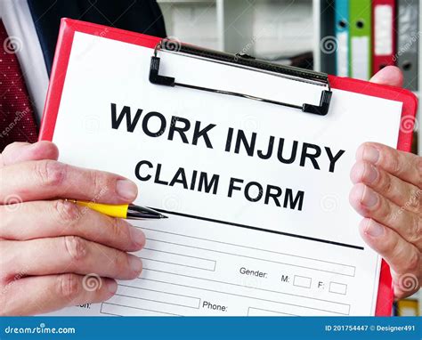 Work Injury Claim Form is in Man Hands. Stock Image - Image of care ...