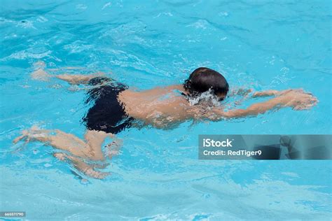 Happy Kids Swim Competition In Swimming Pool Stock Photo - Download ...