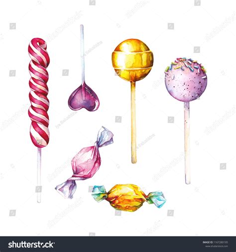 Lollipop Candy Illustration Watercolor Painting Isolated Stock ...