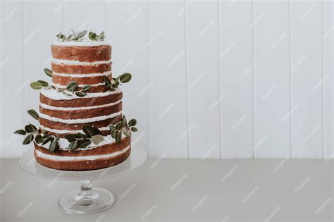 Free Photo | Beautiful wedding cake on white background with space to the right