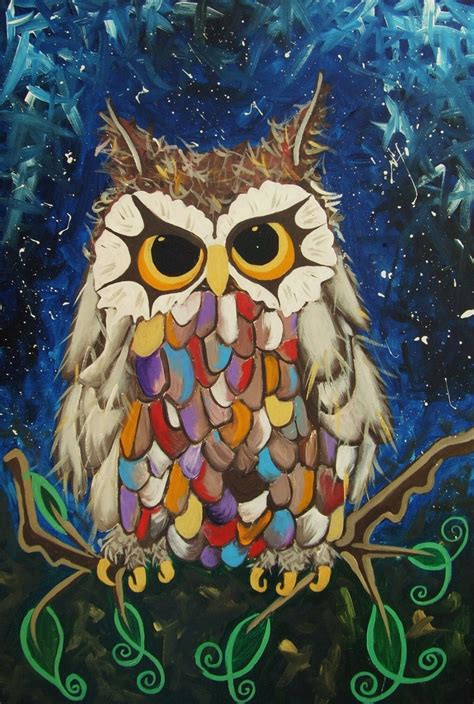 Original 'Little Owl' painting A Magical owl in by Candyandcharm