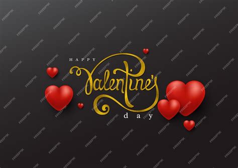 Premium Vector | Happy Valentine's Day handwriting script lettering with glitter foil effect and ...