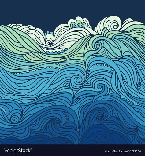 Ocean waves border 3 Royalty Free Vector Image