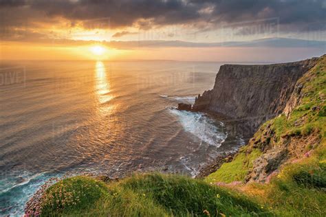 Cliffs of Moher at sunset, Liscannor, County Clare, Munster province ...