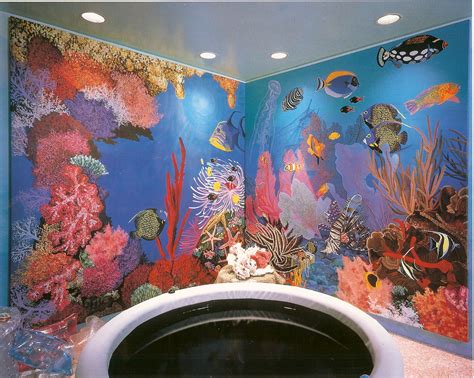 Aquarium Mural for Home Entertainment Room in Sands Point, New York