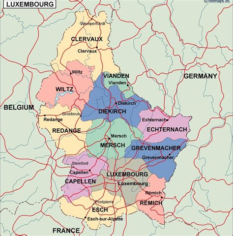 luxembourg political map. Illustrator Vector Eps maps. Eps Illustrator ...