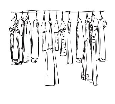 clothes hanging on a clothes line in black and white royalty - art iste stock photo