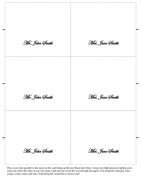 Place Card Size Template