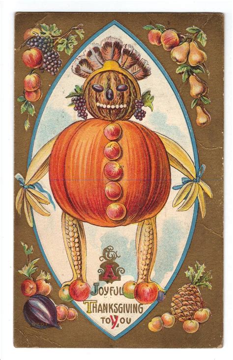 Vintage Thanksgiving Postcard - Vegetable Man 5701 - Holidays