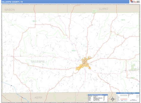 Gillespie County, Texas Zip Code Wall Map | Maps.com.com