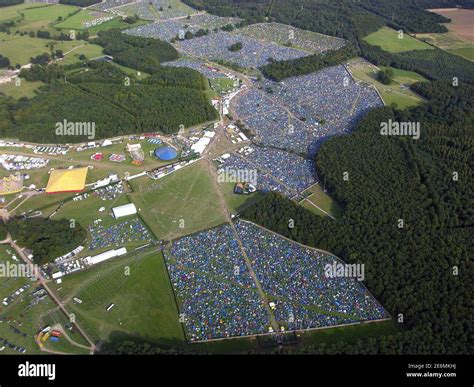 aerial view of music fans camping at Leeds Festival Stock Photo - Alamy