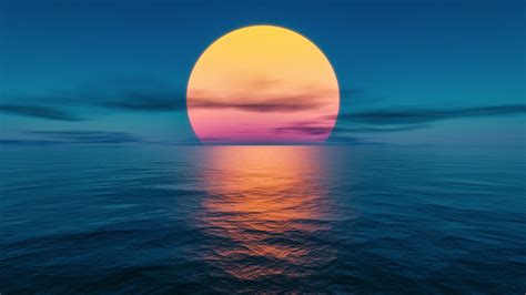 Sunset at the Ocean 4K wallpaper