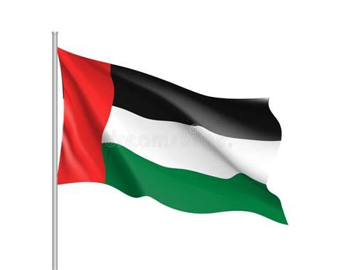 United Arab Emirates Waving Flag On Flagpole Vector Illustration Stock ...