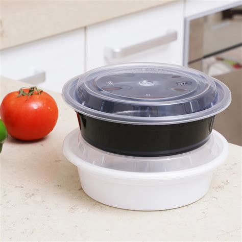 10PCS 720ML Disposable Plastic Bowl Take Out Containers Food Storage Box with Lids Round-in ...