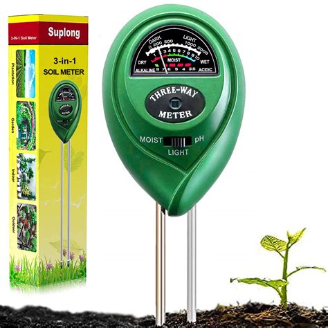 Buy Suplong Soil pH Meter 3 in 1 Soil Testing Kit With pH, Light & Soil Moisture Meter For ...