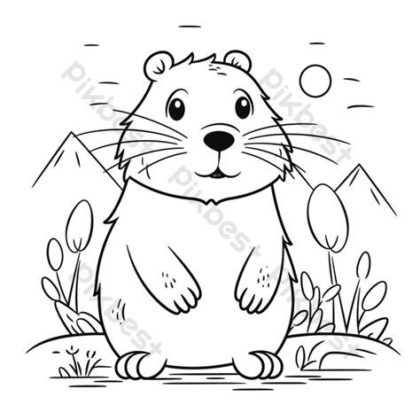 Beaver Coloring Page For Kids At Free Printable Pages Cartoon Outline Sketch Drawing Vector PNG ...