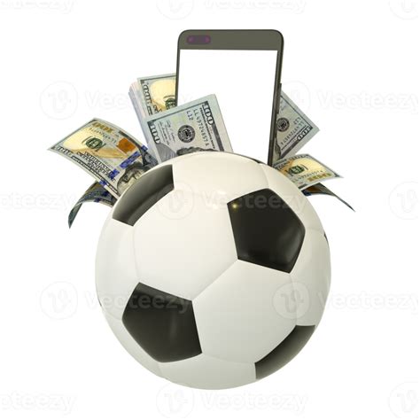 3d rendering of US dollar notes behind soccer ball. Sports betting, soccer betting concept ...