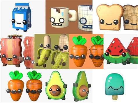 3D Model Collection Characters from Boomerang fu VR / AR / low-poly ...