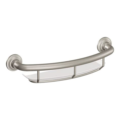 MOEN 16 in. x 1 in. Screw Grab Bar with Shelf in Brushed Nickel ...