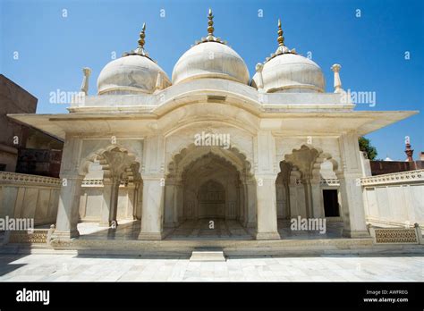 Moti Masjid or Pearl Mosque the private mosque of Shah Jahan Red Fort complex Agra Uttar Pradesh ...