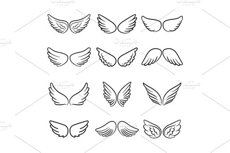 Cute angel wings set | Custom-Designed Graphic Objects ~ Creative Market