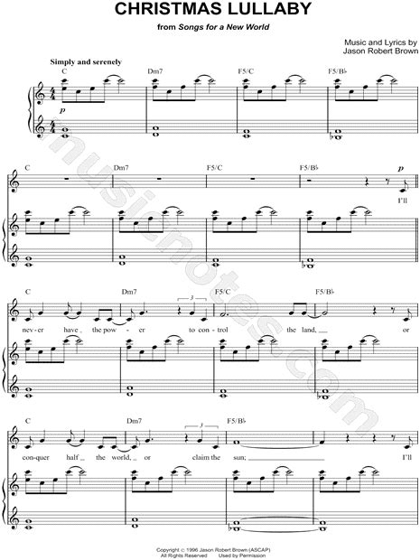 "Christmas Lullaby" from 'Songs for a New World' Sheet Music in C Major ...