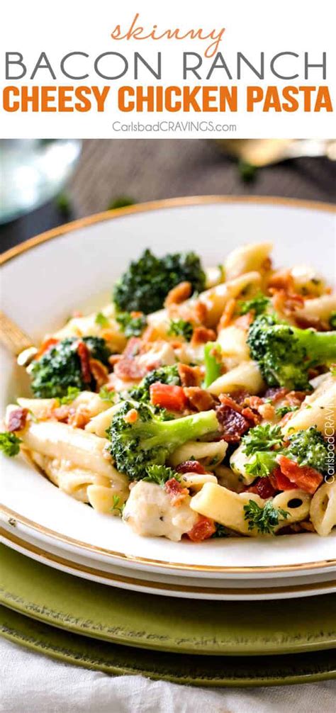 Cheesy Chicken Bacon Ranch Pasta (Skinny!)