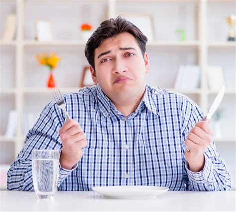 Man on Diet Waiting for Food in Restaurant Stock Photo - Image of eating, breakfast: 159892476