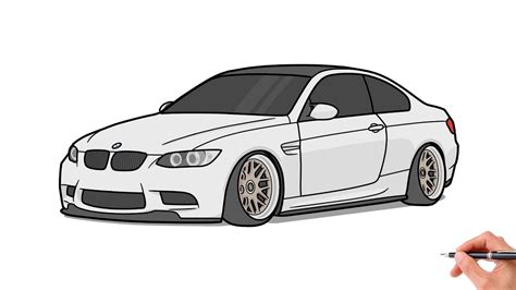 How to draw a BMW M3 E92 / drawing bmw 3 series coupe 2007 car - YouTube