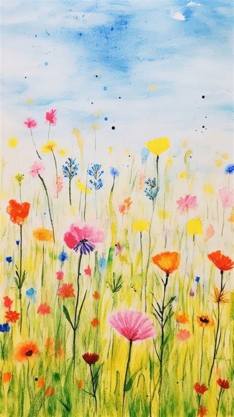 Spring meadow backgrounds grassland painting. | Free Photo Illustration ...