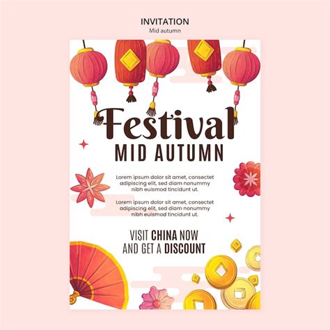 Free PSD | Mid-autumn festival invitation template