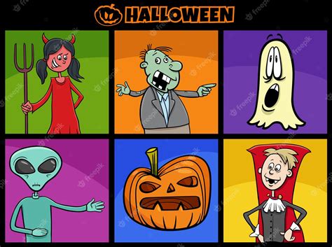 Premium Vector | Halloween holiday cartoon scary characters set