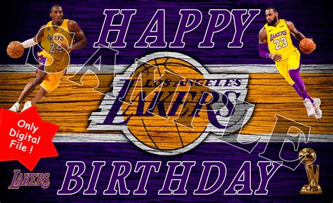 NBA Lakers cake Happy Birthday Party. Cake Topper Digital | Etsy