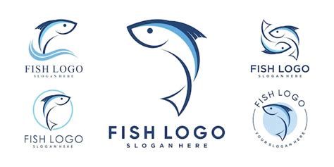 Premium Vector | Set of fish logo design template with creative idea