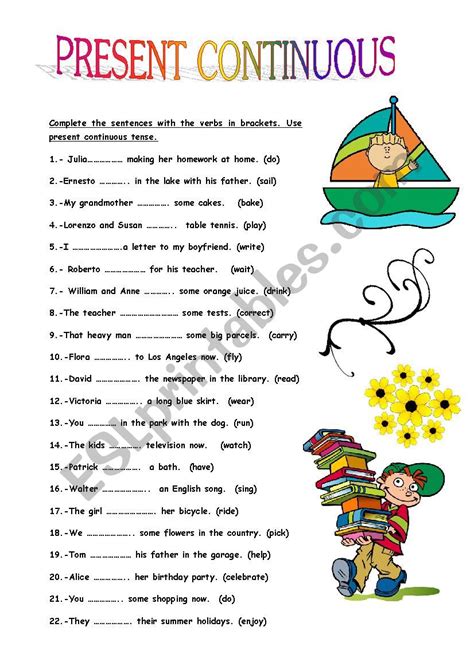 PRESENT CONTINUOUS TENSE - ESL worksheet by mariaah