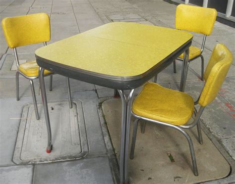 SOLD - Yellow + Chrome '50s Kitchen Set - $95 | Yellow kitchen tables ...