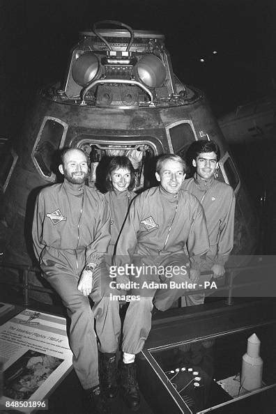 Tense smiles from would-be astronauts at the Science Museum, London... News Photo - Getty Images