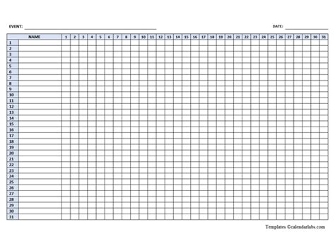 Monthly Attendance Sheet Template - Free Printable Templates