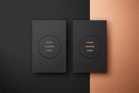 Dark embossed Business Cards Mockup - Mockup World