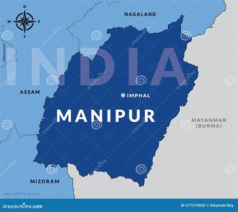 State Of Manipur India With Capital City Imphal Hand Drawn Map Vector ...