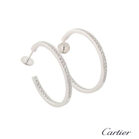 Cartier White Gold Diamond Hoop Earrings | Rich Diamonds