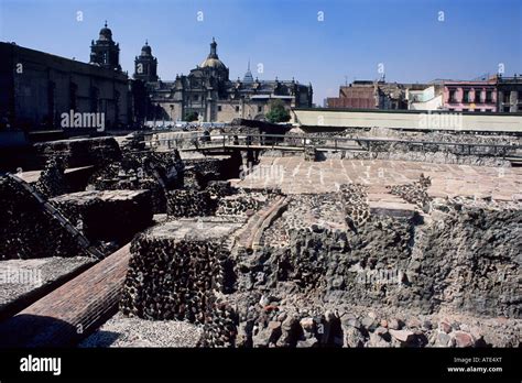 Great Pyramid or Templo Mayor ruins being excavated under the National Cathedral in central ...