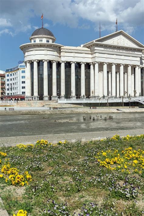 Skopje City Center - Archaeological Museum and Bridge Over Vardar River, Republic of Editorial ...