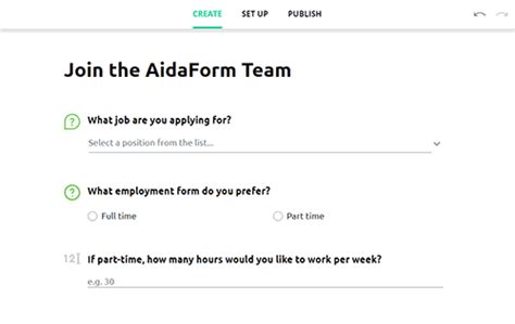 Create a Beautiful Online Job Application Form for FREE with AidaForm