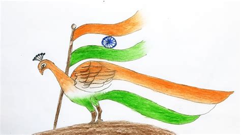 how to draw peacock with indian flag for beginners // Pencil Sketch Step by step - YouTube