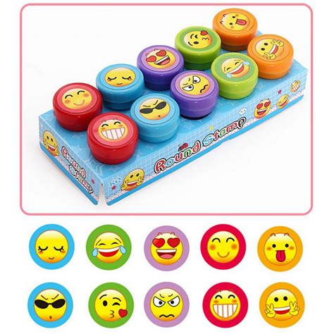 10 Piece Assorted Funny Self-Inking Plastic Stampers Set for Kids Ink ...