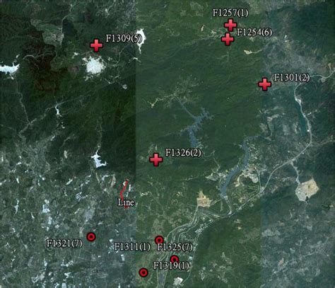 Lightning locations for the nine natural lightning strikes. | Download Scientific Diagram