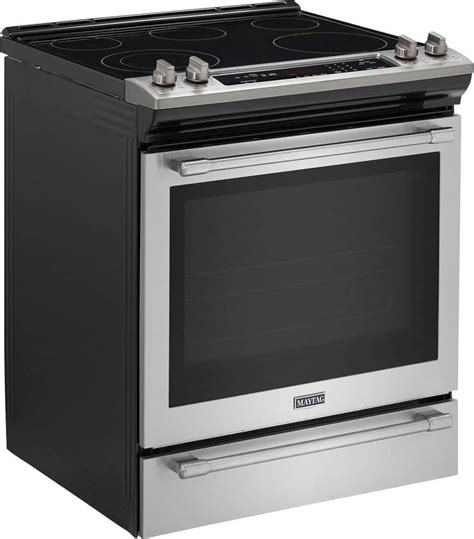 Maytag 6.4 Cu. Ft. Self-Cleaning Fingerprint Resistant Slide-In electric Convection Range ...