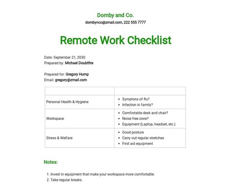 Remote Work Schedule Template