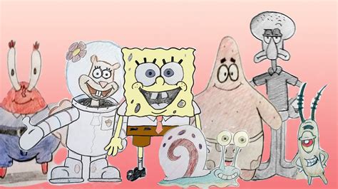 How To Draw All The Spongebob Main Characters - YouTube